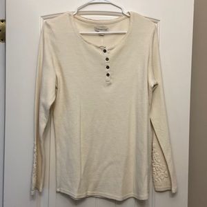 White waffle long sleeve shirt